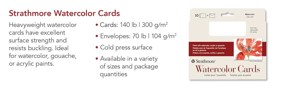 Strathmore Cards & Envelopes 5X6.875 10/Pkg-Watercolor -105015 5x6.875 Watercolor 10 Pack - Watercolor Cards