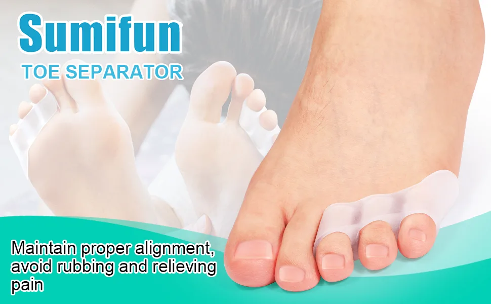 Sumifun Pinky Toe Separators 12 Packs Clear Little Toe Spacers for Small Toes Toe Separators for Overlapping Toes Curled Toes Clear-12 Pack - product information 7