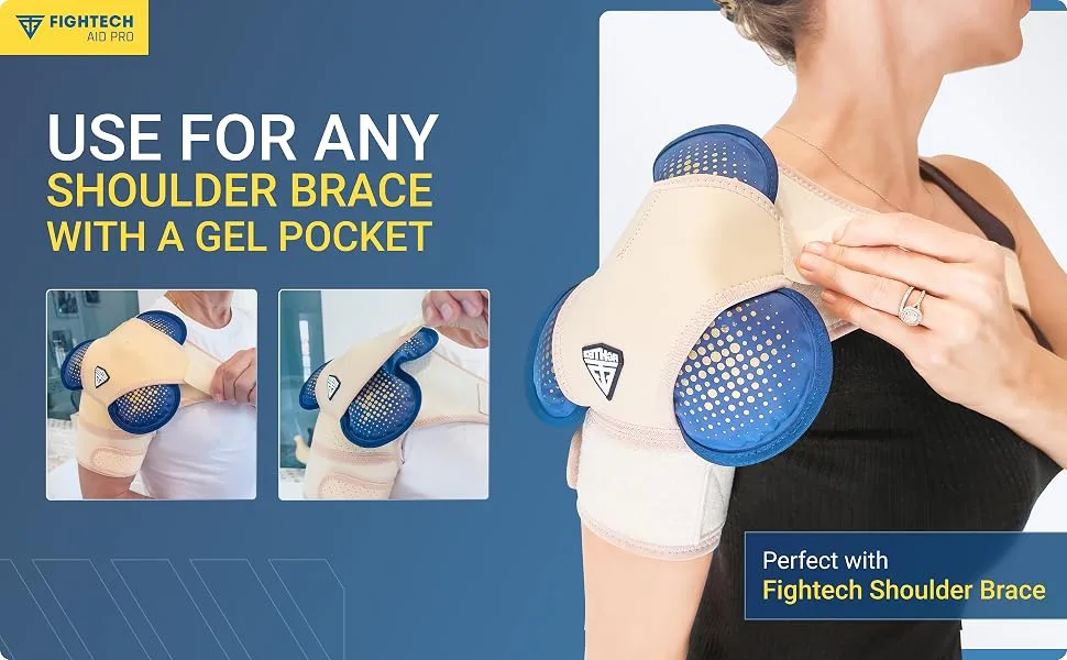 Reusable Hot and Cold Gel Ice Pack for Shoulder Rotator Cuff Knee Back Head Eyes Elbow Hip - Leak Proof Post Surgery Heat & Cold Therapy Compress by FIGHTECH (Hinge Joint Single) Hinge Joint Single - gel pack for shoulder brace