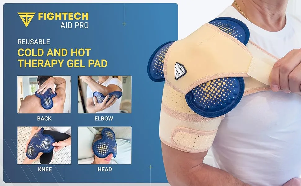 Reusable Hot and Cold Gel Ice Pack for Shoulder Rotator Cuff Knee Back Head Eyes Elbow Hip - Leak Proof Post Surgery Heat & Cold Therapy Compress by FIGHTECH (Hinge Joint Single) Hinge Joint Single - gel pad, hot cold therapy gel pack
