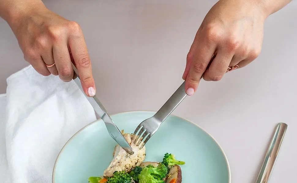 Portion Control Bariatric Diet Silverware for Healthy Eating with Silicone Case (1) - mindful eating