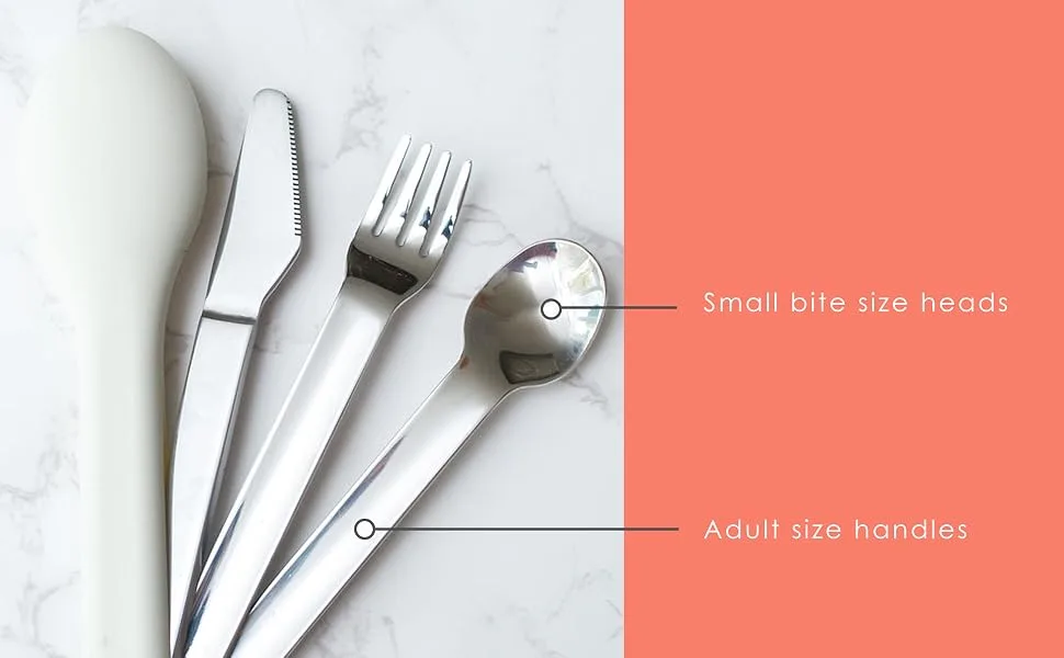 Portion Control Bariatric Diet Silverware for Healthy Eating with Silicone Case (1) - small bite size head flatware