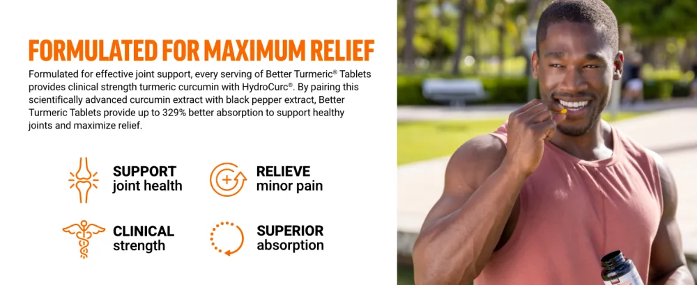 Force Factor Better Turmeric Joint Support Supplement Featuring HydroCurc Turmeric Curcumin with Black Pepper for Superior Absorption Clinical Strength Joint Support 120 Tablets White Packaging 120 Count (Pack of 1) - Formulated for Maximum Relief
