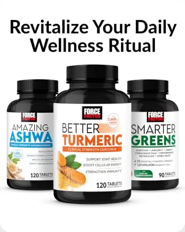Force Factor Better Turmeric Joint Support Supplement Featuring HydroCurc Turmeric Curcumin with Black Pepper for Superior Absorption Clinical Strength Joint Support 120 Tablets White Packaging 120 Count (Pack of 1) - Revitalize Your Daily Wellness Ritual