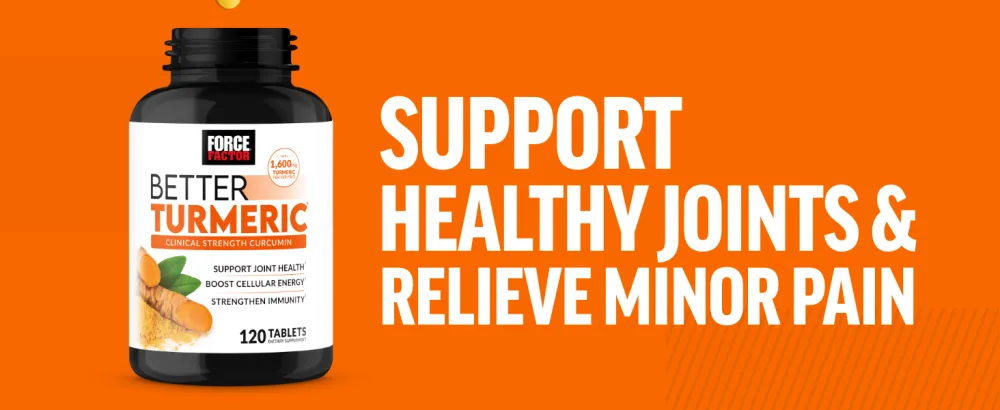 Force Factor Better Turmeric Joint Support Supplement Featuring HydroCurc Turmeric Curcumin with Black Pepper for Superior Absorption Clinical Strength Joint Support 120 Tablets White Packaging 120 Count (Pack of 1) - Support Healthy Joints & Relieve Minor Pain