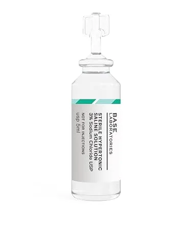 Base Labs 3% Hypertonic Saline Solution for Nebulizer Machine | Saline Solution for Kids & Adults for Inhalation Treatment & Nasal Hygiene Devices | Clears Lungs & Congestion l 25 Vials 5ml Unit Dose 25 Count (Pack of 1) - saline solution for nebulizer machine kids