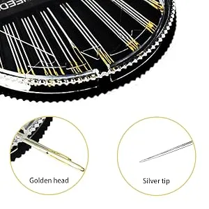 Premium Hand Sewing Needles for Sewing Repair 30-Count Assorted Embroidery Needles with 2 Threaders Large Eye Sharp Needle Handsewing Needles Kit for Ccross Stitch 1 - Golden head