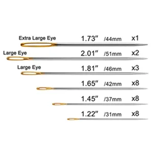 Premium Hand Sewing Needles for Sewing Repair 30-Count Assorted Embroidery Needles with 2 Threaders Large Eye Sharp Needle Handsewing Needles Kit for Ccross Stitch 1 - Hand Sewing Needles