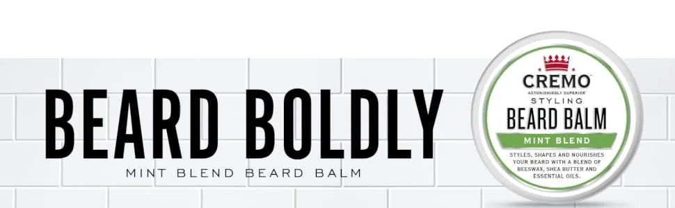 Cremo Styling Beard Balm Wild Mint Beard Balm Nourishes Shapes and Styles Longer Fuller Beards 2 Ounces (Packaging May Vary) - beard