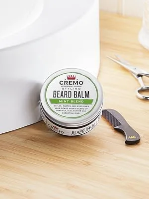 Cremo Styling Beard Balm Wild Mint Beard Balm Nourishes Shapes and Styles Longer Fuller Beards 2 Ounces (Packaging May Vary) - beard