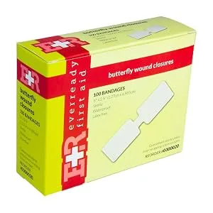 Ever Ready First Aid Sterile Butterfly Strips Individually Wrapped Wound Closure Bandages for Small Wounds Protection x 2 100 Count - main image