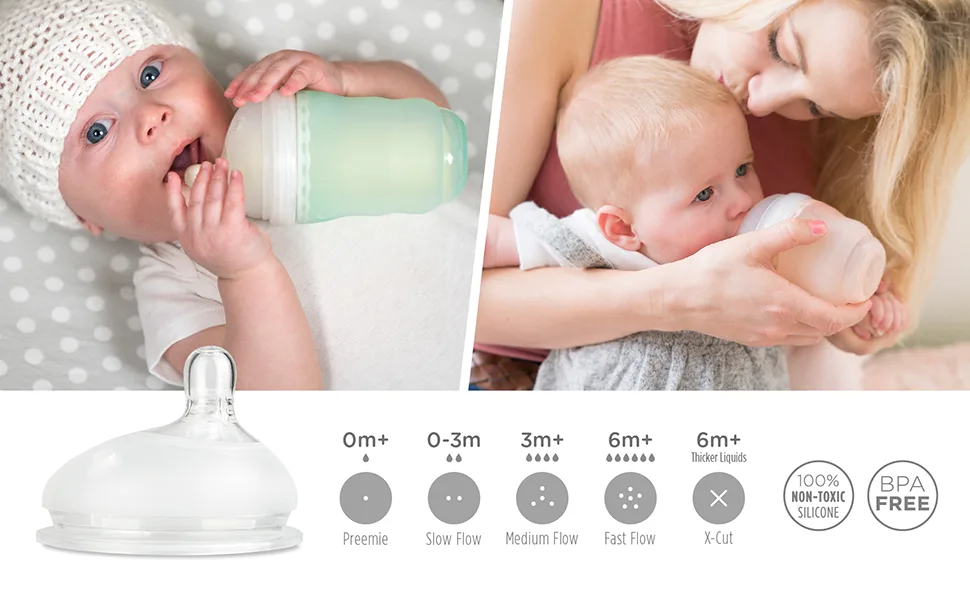 Olababy Gentle Bottle Silicone Replacement Nipple 2 Pack (0-3 Months/Slow Flow)) - main2