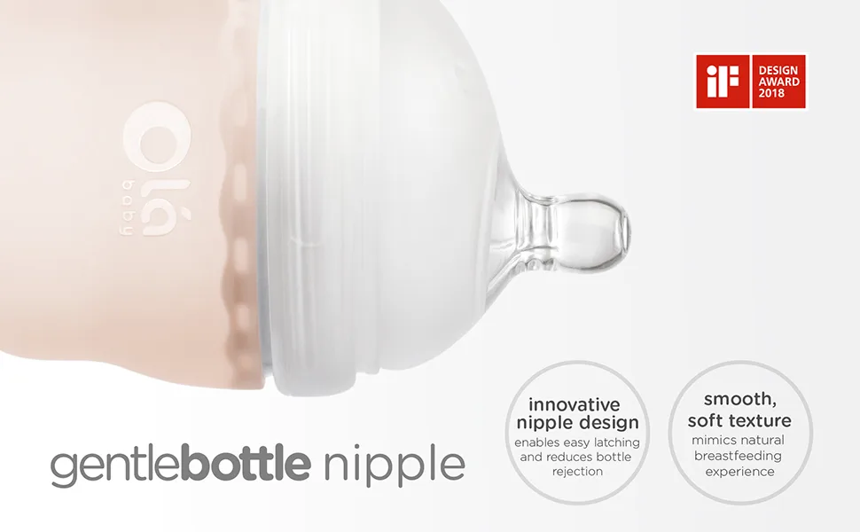 Olababy GentleBottle Silicone Baby Bottle Replacement Nipple 2 Pack (0-3 Months/Preemie Flow) - main1