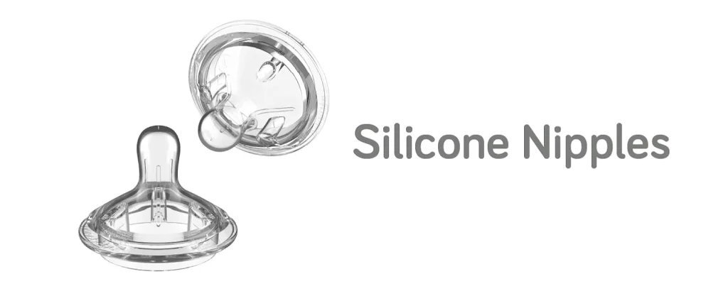 Nanobebe Silicone Nipples Triple Vented Twin-Pack - Medium Flow - Silicone Nipples