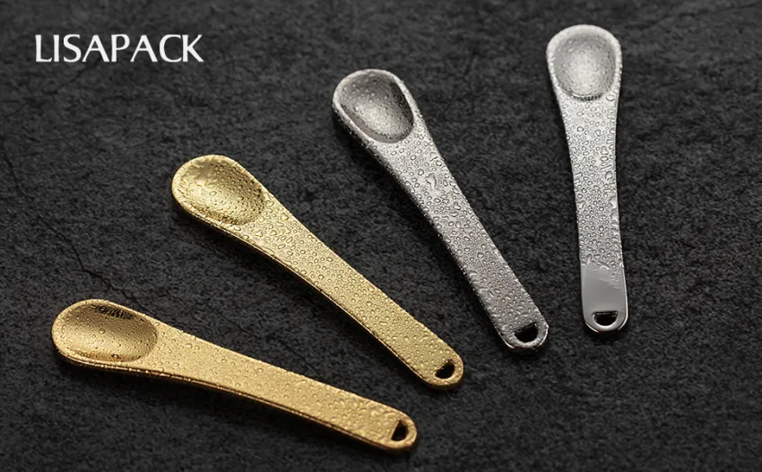 4 Pack Metal Makeup Spatula Mini Spoon Beauty Scoop for Facial Cosmetic Face Mask (Silver & Gold) 2 Gold-2 Silver - metal spoons