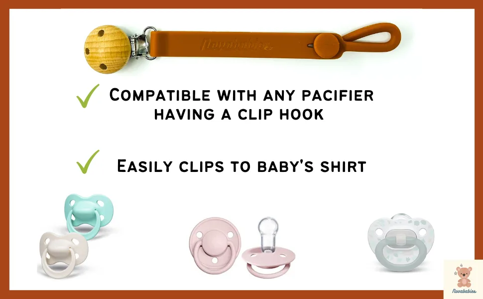 Novababies Pacifier Clips & Teether Holder 2 Pack BPA Free Food Grade Silicone Pacifier Holder Hazard Free No Beads No Strings for Baby Boys Gift Package Included - Novababies pacifier clip set