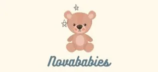 Novababies Teether 'Nova Soother' Gum Relief Toy 4 Piece Multi-Texture Teething Ring Hazard Free BPA Free Food Grade Silicone Baby Teether Gift Package Included - Novababies logo