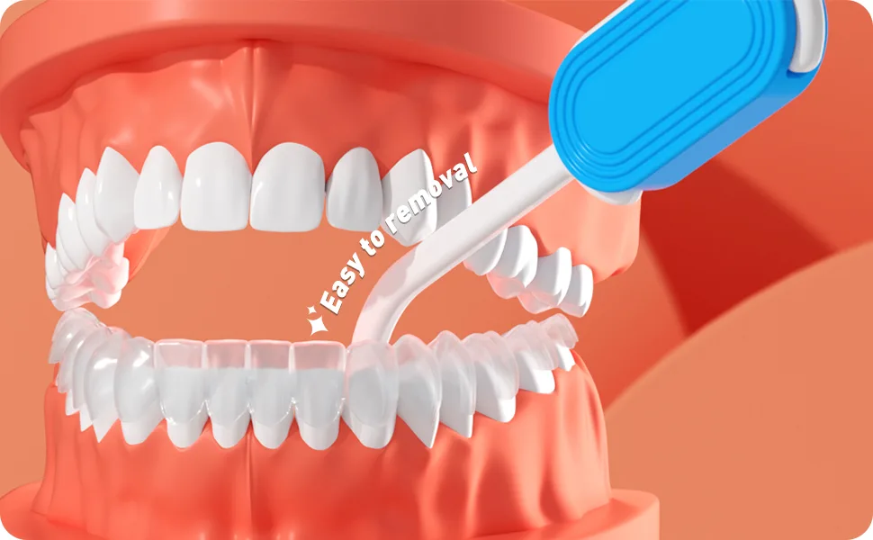 2 in 1 Aligner Removal Tool & Chewies for Invisalign Braces Trays Compatible with Aligners Retainers Dentures with Brush- 2 Pack & 2 Replacement Blue - smilestar removal tool