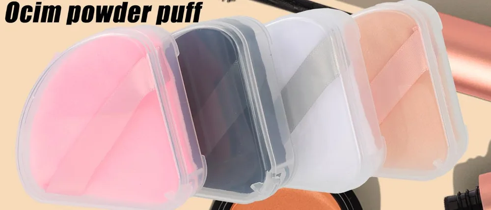Ocim 4 Pack Triangle Powder Puffs for Face Powder Soft Velour Makeup Setting Powder Puff with Case Black S-4Pack Black - product information 1