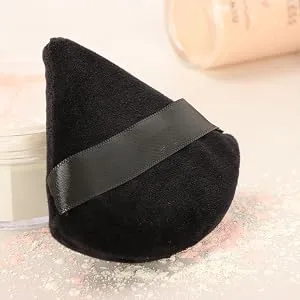 Ocim 4 Pack Triangle Powder Puffs for Face Powder Soft Velour Makeup Setting Powder Puff with Case Black S-4Pack Black - product information 13