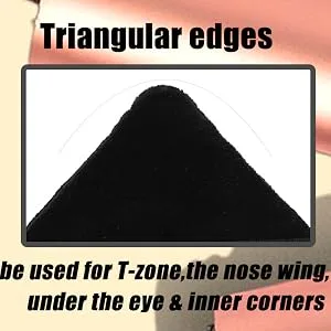 Ocim 4 Pack Triangle Powder Puffs for Face Powder Soft Velour Makeup Setting Powder Puff with Case Black S-4Pack Black - triangle edges