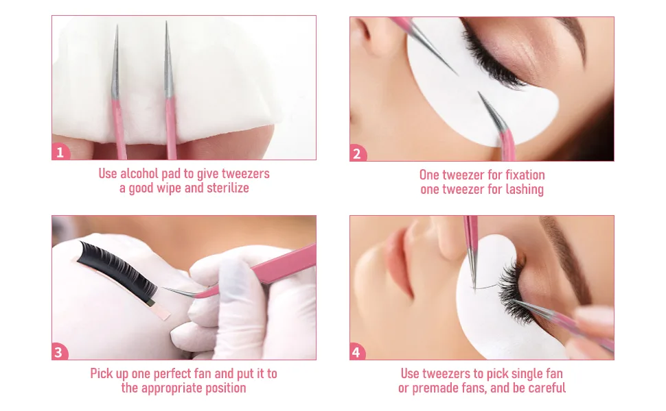 VEYES INC Lash Tweezers for Eyelash Extensions Straight & Curved Pointed Tweezers Set 2 Pack Pink Beginner Tweezers - 2PC - lash tweezers