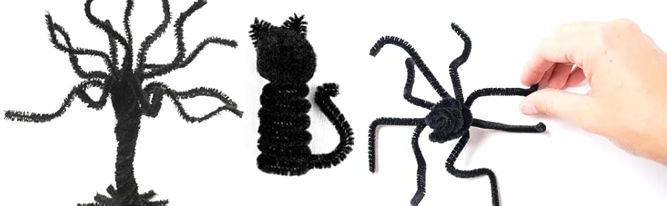 Iconikal Black Pipe Cleaners Craft Chenille Stems for DIY Art Supplies 350-Count - pipe cleaner crafts