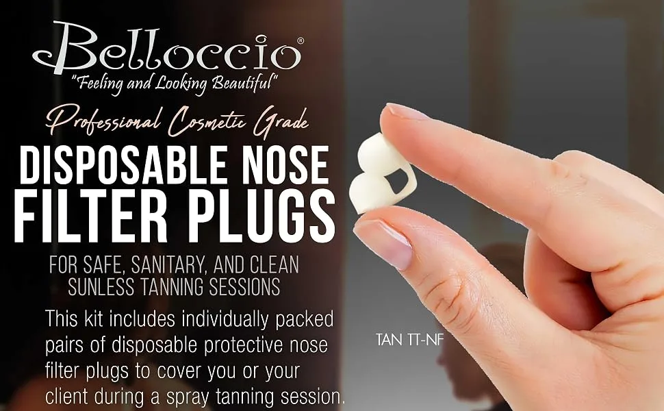 Belloccio Pack of 10 Disposable Nose Filter Plugs (Used For Sunless Airbrush Spray Tanning) 10 Count (Pack of 1) - Belloccio Professional Cosmetic Grade Disposable Nose Filter Plugs