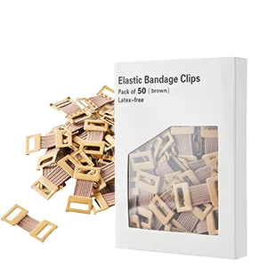 ORIENTOOLS Elastic Bandage Clips 50-Pack Stretch Metal Clasps for Various Types Bandages Replaceable Wrap Fastener Clips Latex-Free Brown 50 Pack White Clips - Economical