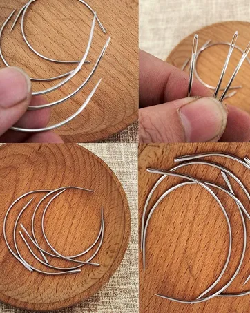 80Pcs Curved Needles BUTUZE Plastic Needle Case with 4 Sizes Hooked Needle for Stitching Sewing Embroidery Hair Weaving 80Pcs-4 Large Sizes - Leather Needle