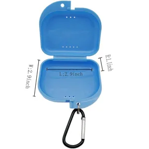 AIWAYING Retainer Case Mouth guard Denture Box with Carabiner Clip 2Pack Blue-2 - SIZE