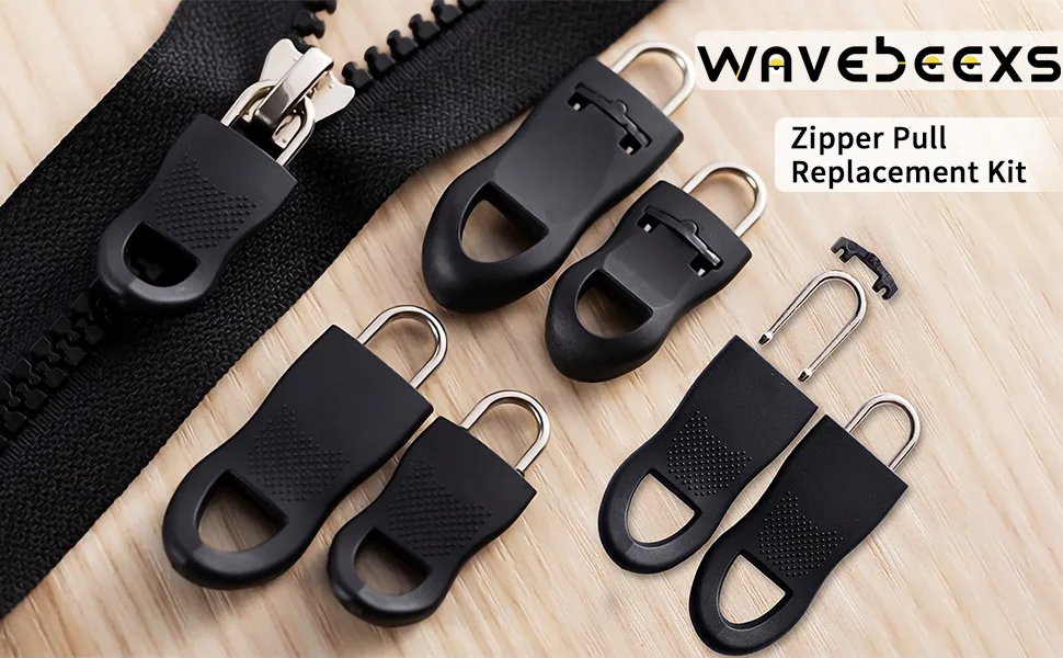 Zipper Pull Universal Zipper Pull Replacement Kit Removable Zipper Pulls Tab Replacement (20 Pcs) Black Zipper Pulls for Jackets Luggage Backpacks Purses Boots Pants Tents (3 Styles 4 Sizes) Black Zipper Pull K... - zipper pull replacement