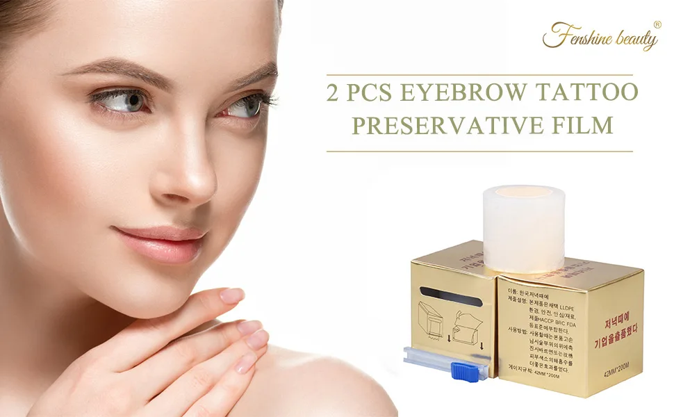 2 Packs Preservative Film Disposable Eyebrow Plastic Wrap with Microblading For Professional Eyebrow Lips Permanent Make Up Supplies Wrap Cover Tape Roll - product information 17