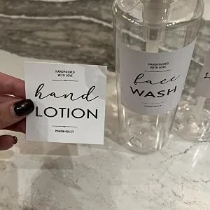 Waterproof Soap Label Stickers Modern Bathroom/Kitchen Hand Soap Dispenser Labels for Glass/Plastic Bottles Removable Cleaning Labels (Hand Soap 12 Pack) - Hand Lotion label application