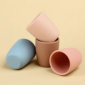 AULEGE Silicone Toddler Cup 2 Pack BPA Free Silicone Drinking Training Cup for 6 Months+ Babies 4 fl. oz Tiny Open Cup for Infants (Sage Ether) Sage Ether - Tiny Silicone Drinking Training Cup for Baby and Toddler