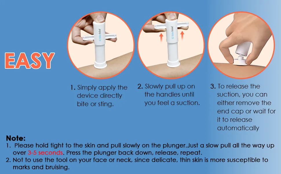 YARKOR EZ Bites Relief Venom Extractor Suction Pump Bee Sting Tools - Natural Itch Relief Bite and Sting First Aid for Backpacking Camping and Hiking (1 Pack - White) - bug bite suction tool