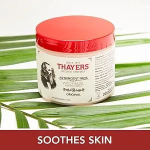 THAYERS Original Witch Hazel Astringent Pads with Aloe Vera Formula 60 Count - Thayers Astringent