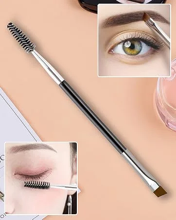 100 Pack Eyebrow Ruler KINGMAS Disposable Brow Ruler Microblading Adhesive Eyebrow Sticker Stencil Guide Measuring Tool - Double Eyebrow Brush