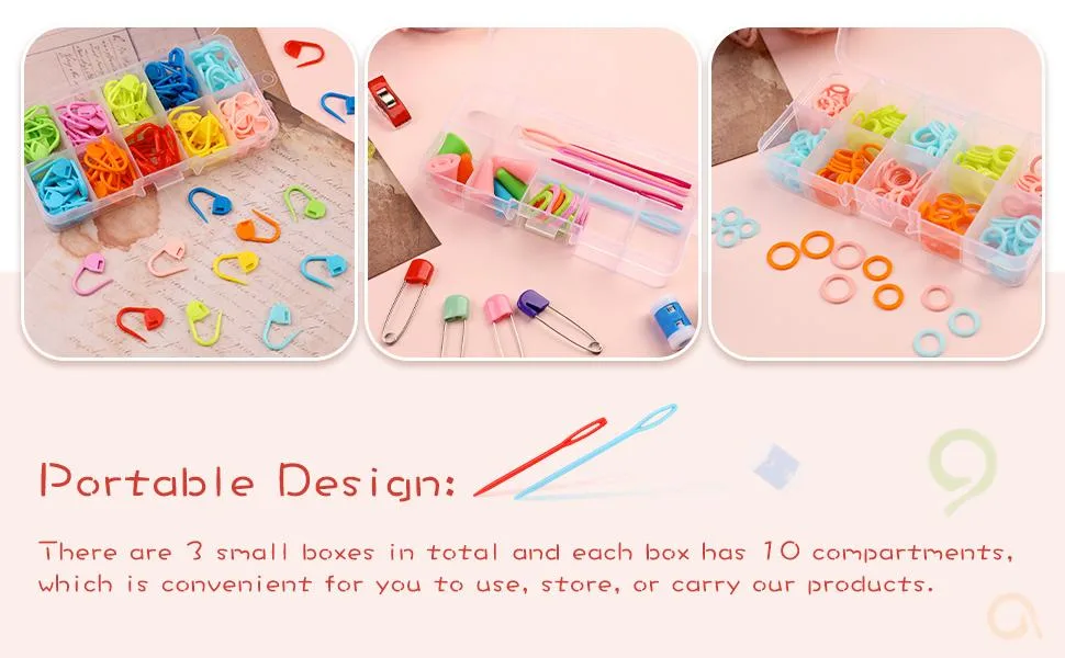 381 Pieces Stitch Ring Markers and Colorful Knitting Crochet Locking Counter Stitch Needle Clips + Weaving Tools Knitting Kits with 3 Storage Boxes 381 Pcs - Stitch Ring Markers