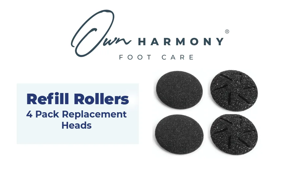 Own Harmony Refill Rollers: Best Fit for Electric Callus Remover Model CR2100 Pedicure Tools - Professional Foot Care for Smooth Feet - Refills 4 Pack Replacement Heads (2 Regular and 2 Extra Coarse) - REFILLS 4 ROLLERS