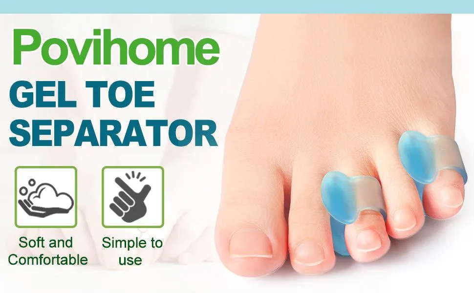 Povihome Gel Toe Separator Pinky Toe Spacers Little Toe Spacers for Overlapping Toe Little Toe Cushions for Preventing Rubbing & Relieving Pressure(12 Pack) Blue - product information 7