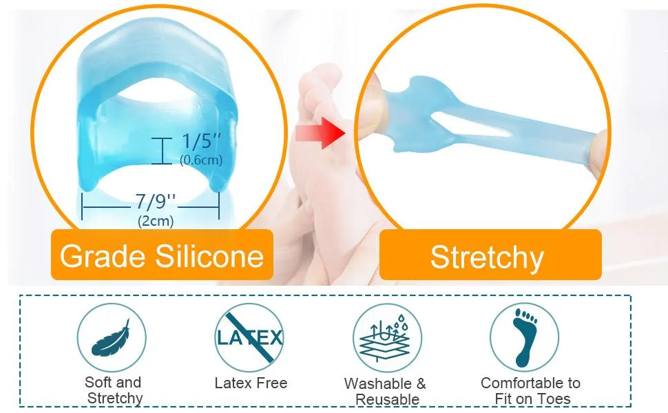 Povihome Gel Toe Separator Pinky Toe Spacers Little Toe Spacers for Overlapping Toe Little Toe Cushions for Preventing Rubbing & Relieving Pressure(12 Pack) Blue - product information 8