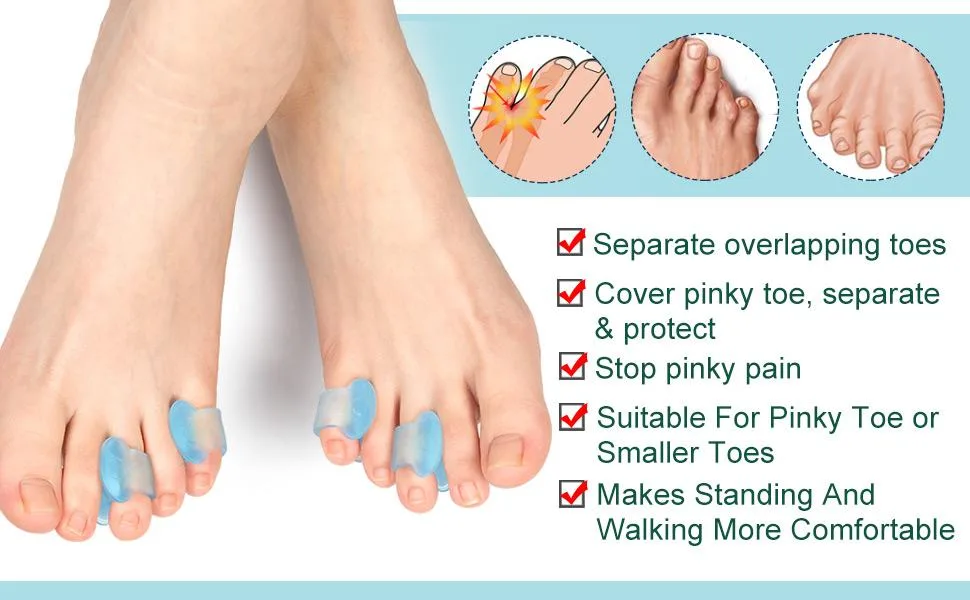 Povihome Gel Toe Separator Pinky Toe Spacers Little Toe Spacers for Overlapping Toe Little Toe Cushions for Preventing Rubbing & Relieving Pressure(12 Pack) Blue - product information 9