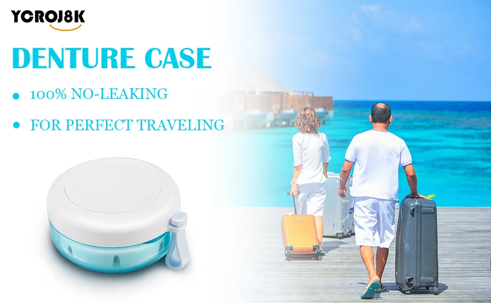 Denture Case Definitely No-Leak Denture Bath Box for Traveling Perfectly Denture Cup with Strainer & Magnetic Mirror Completely Clean Care for Retainer Mouth Guard & Denture (BLACK)  - Denture Baths