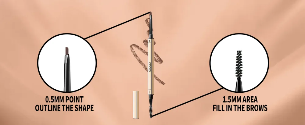Docolor Makeup Micro Eyebrow Pencil Eyebrow Definer Waterproof Pencil Ultra-Fine Mechanical Pencil Soft Brown and Black (Pack of 2) - 0201