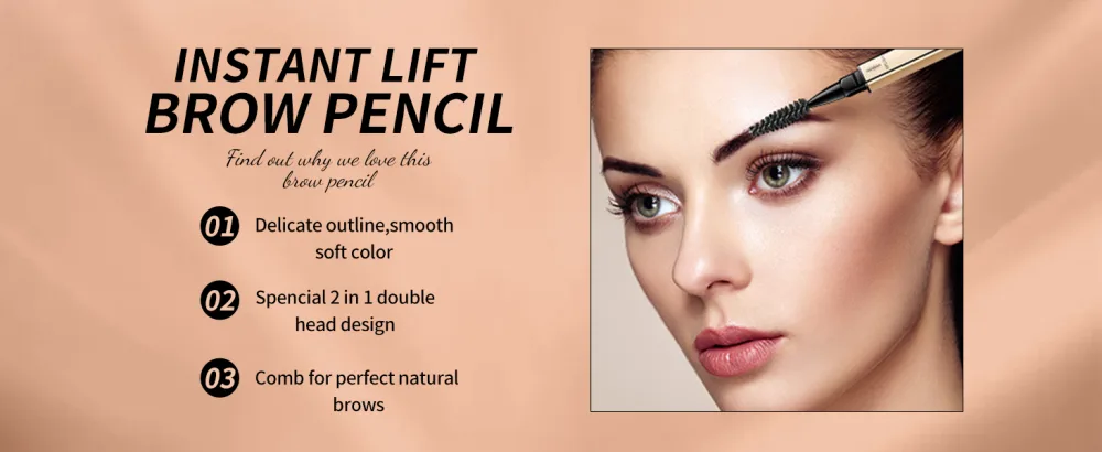 Docolor Makeup Micro Eyebrow Pencil Eyebrow Definer Waterproof Pencil Ultra-Fine Mechanical Pencil Soft Brown and Black (Pack of 2) - 0201