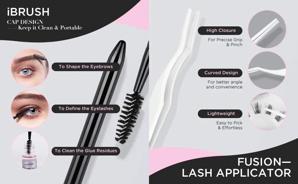 LASHVIEW DIY Eyelash Extension Kit 12 Clusters Volume Lashes Set with Applicator and Bond & Seal Eyelash Extension Remover Eye lifting 3D Effect C curl Lashes Pack 12mm-C14 - diy lash extension kit lash clusters lash glue cluster lashes false eyelashes eyelash remover