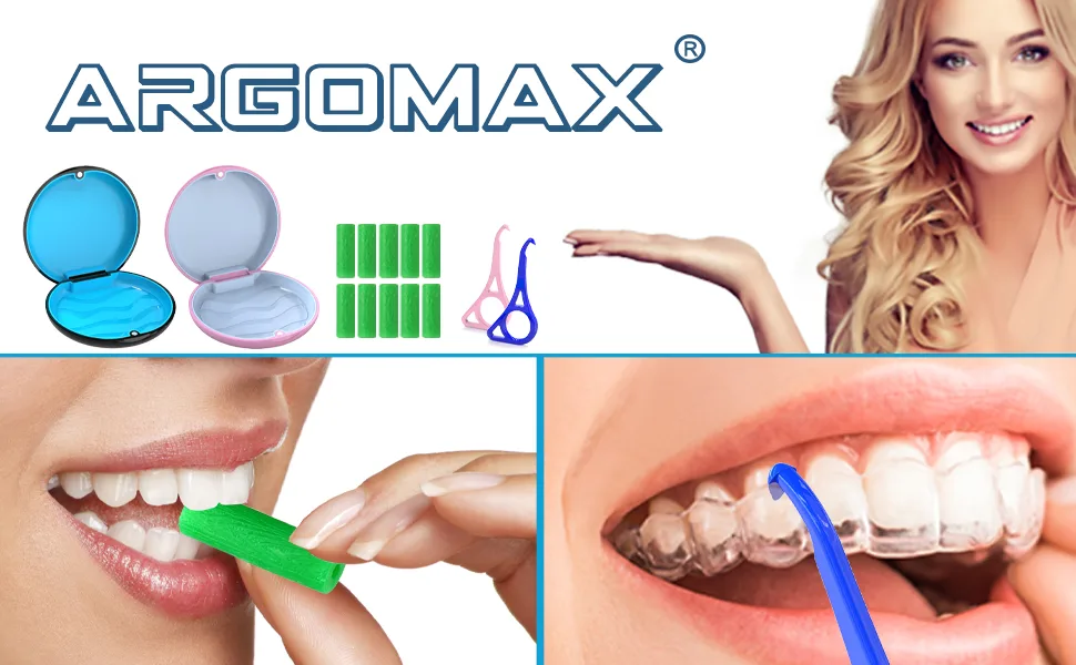 ARGOMAX Aligner Case Retainer Case Braces Box 1 Piece Orthodontic Box (Blcak + Blue Silicone). Black - ARGOMAX