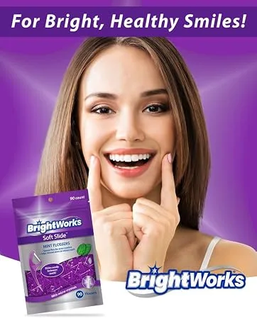 BrightWorks End Tuft Brush Cleans Difficult Areas Such as Around Crowns Bridges implants and Wider Gaps Between Teeth (Pack of 3) - Brightworks Dental Flosser Picks