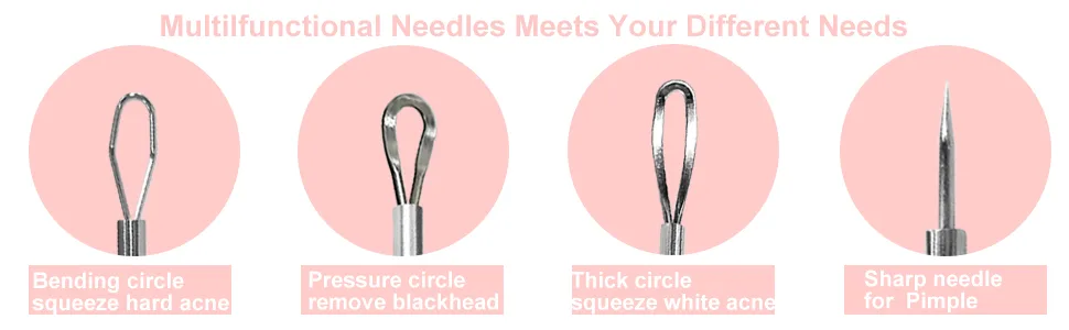 Extractor Acne Tools Stainless Steel Beauty Blackhead Comedone Removal 2-in-1 Pimple Popper Tool for Face Nose (2 Pack) 2 pack silver - tools